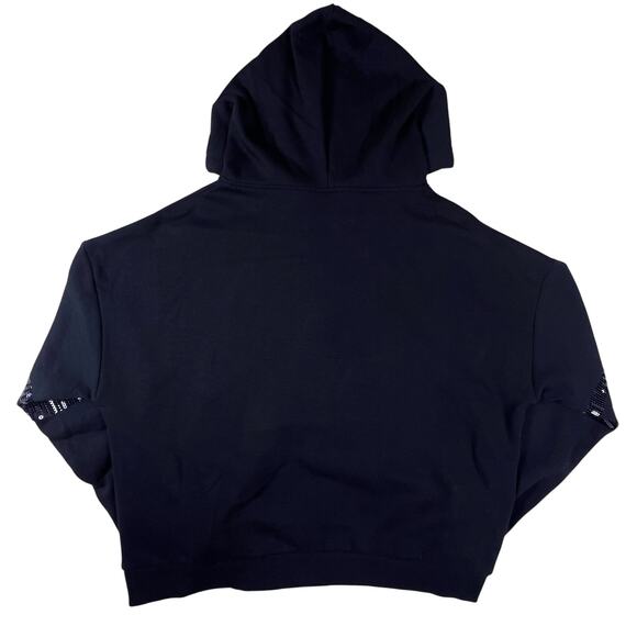Dallas Cowboys Cropped Hoodie M Sequin Star Cozy Black Fleece Pullover NFL Cuce - Picture 4 of 13